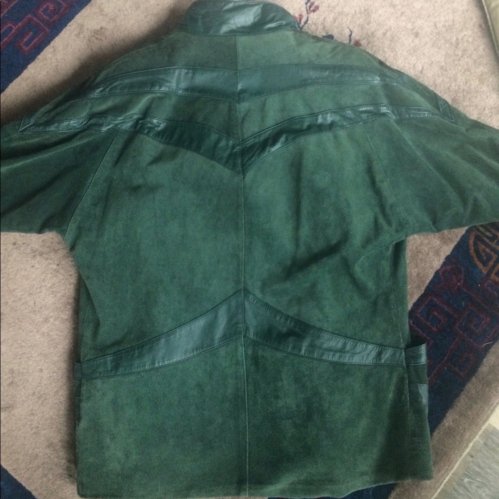 Green Suede & Leather Coat
